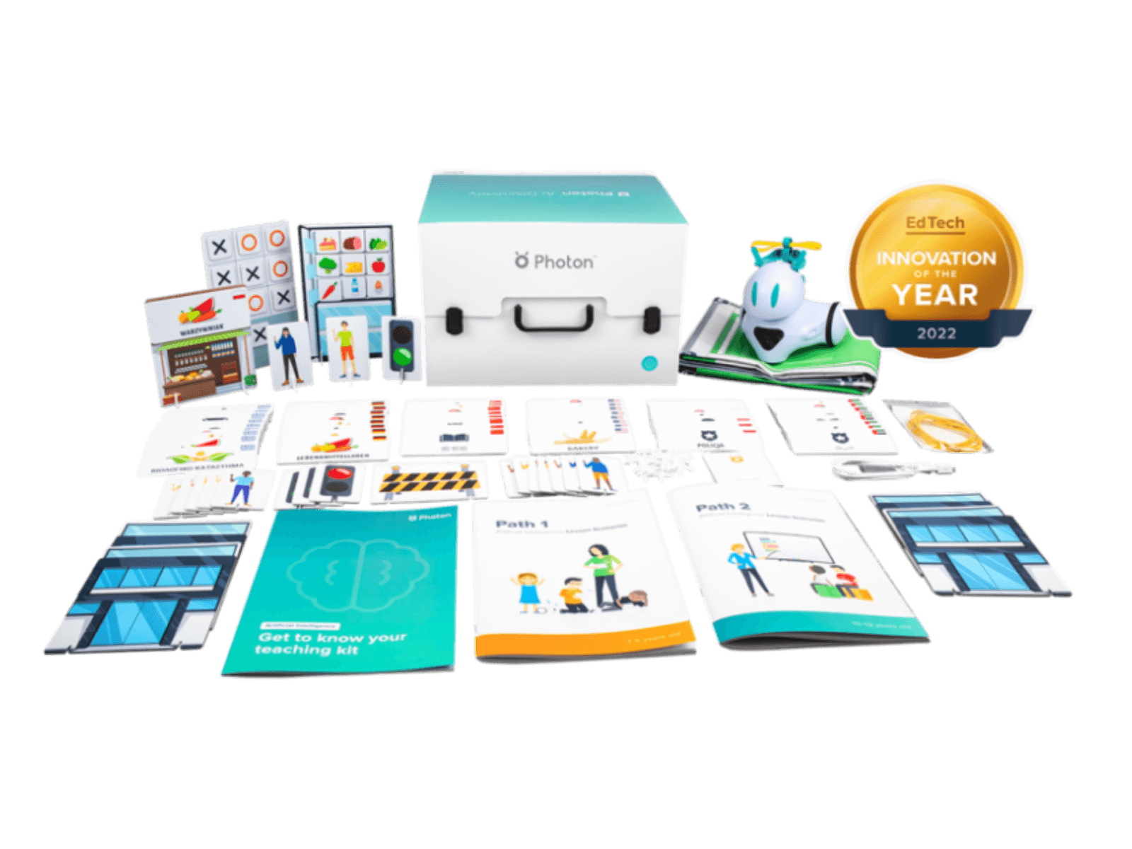 Photon Teaching Kit and materials for AI Discovery, promoting education in artificial intelligence for students.