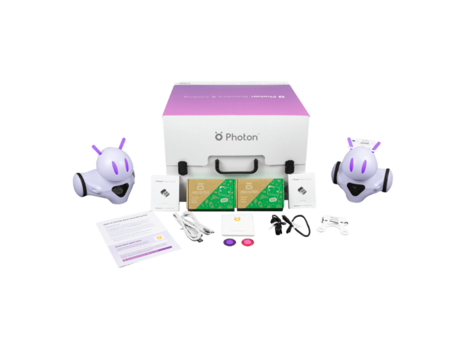 Photon Teaching Kit with robotics, coding tools, and accessories for educational purposes.