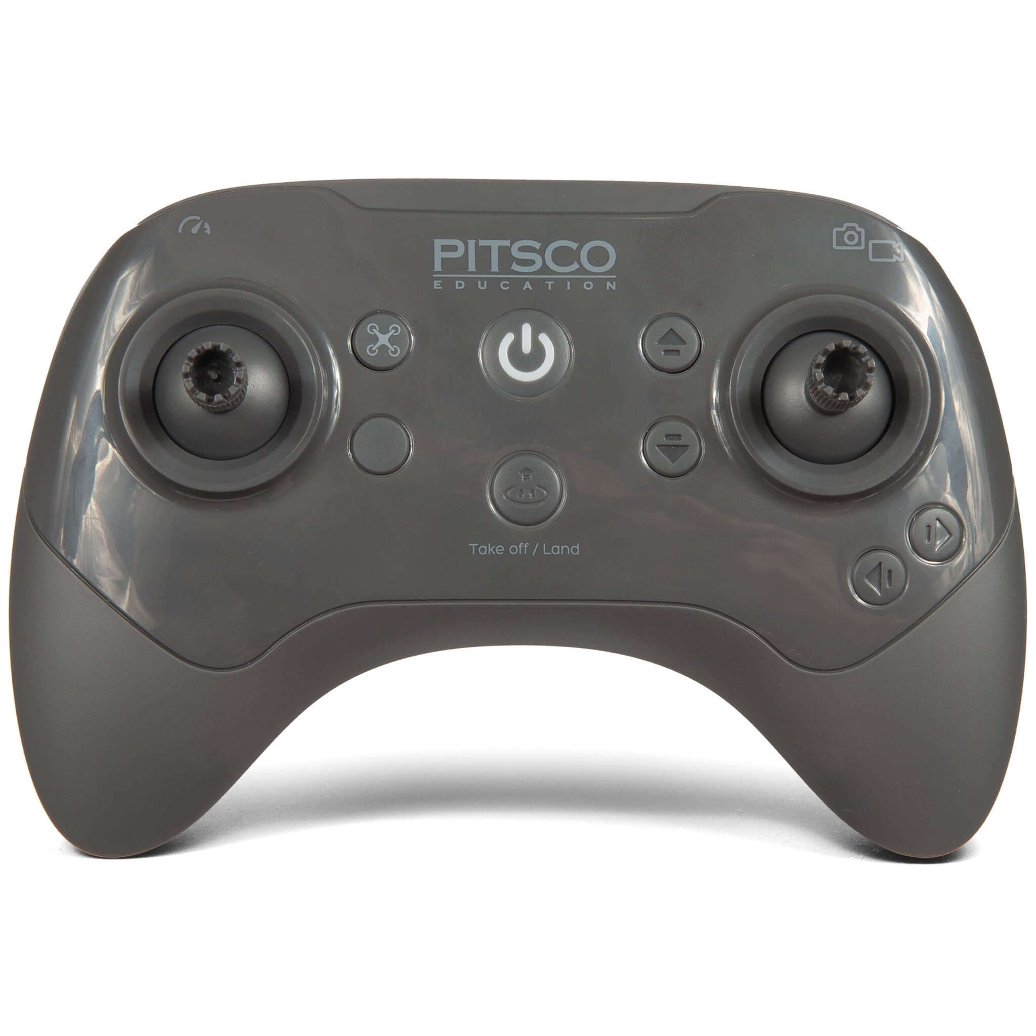Pitsco education drone remote controller with dual joysticks and control buttons.