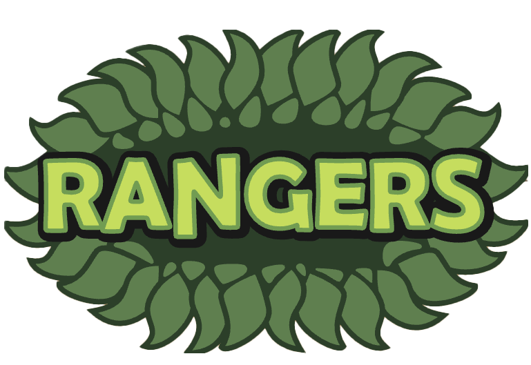 Stylized logo reading 'RANGERS' surrounded by a leafy green design, vibrant and eye-catching.