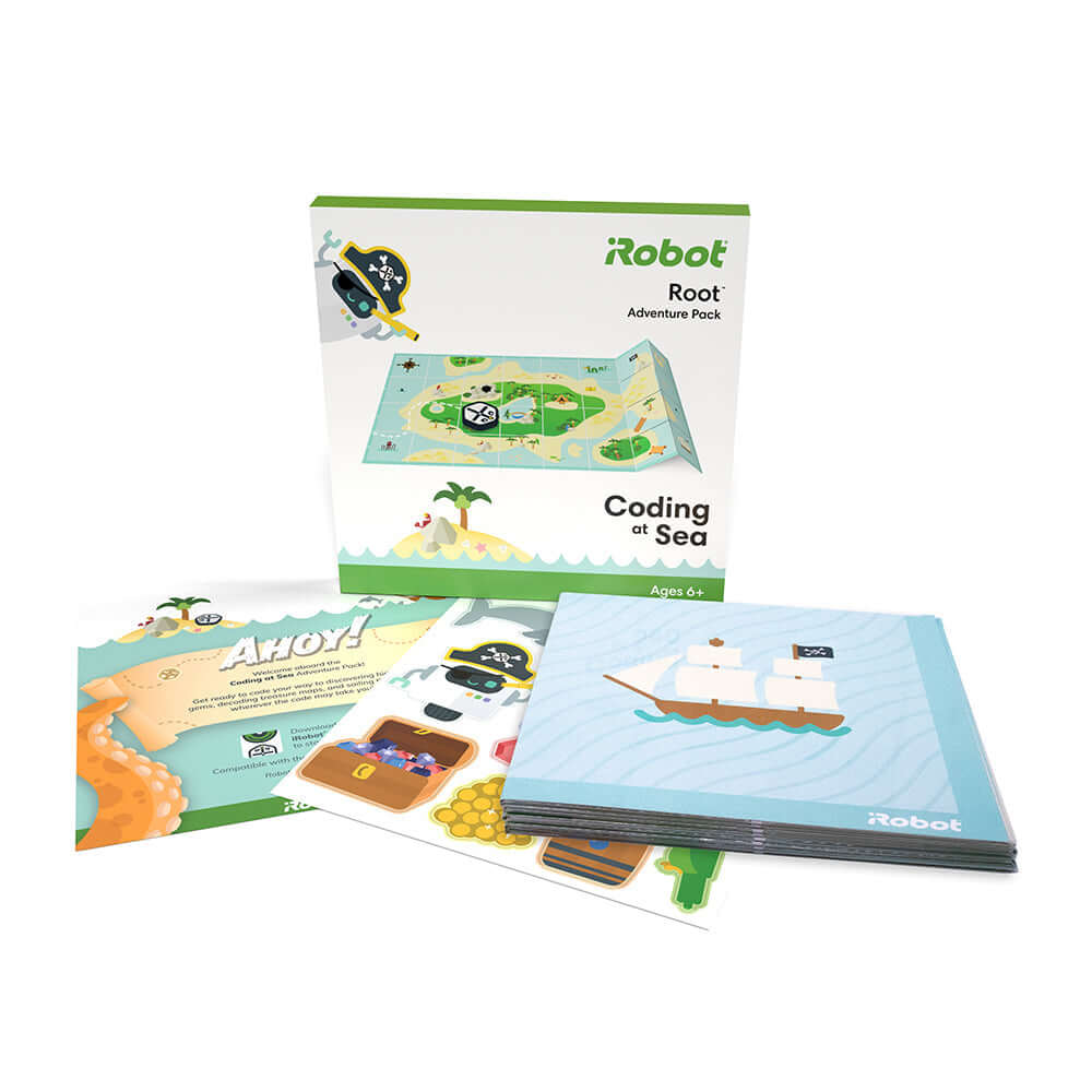 Root™ Adventure Pack with coding activities and pirate-themed materials, perfect for STEM learning at sea.
