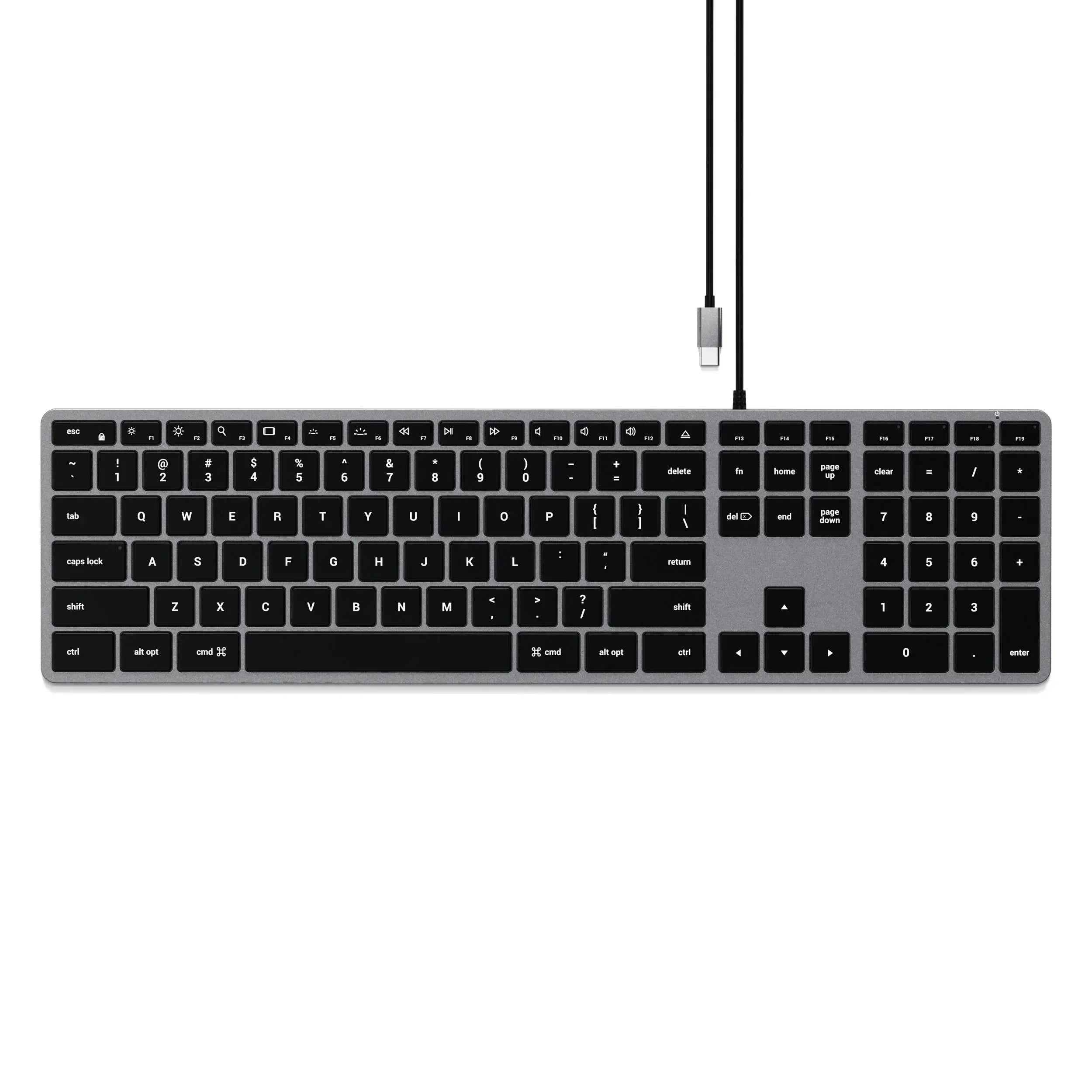 Satechi Slim Backlit Wired Keyboard for Mac with numeric pad and USB-C connection