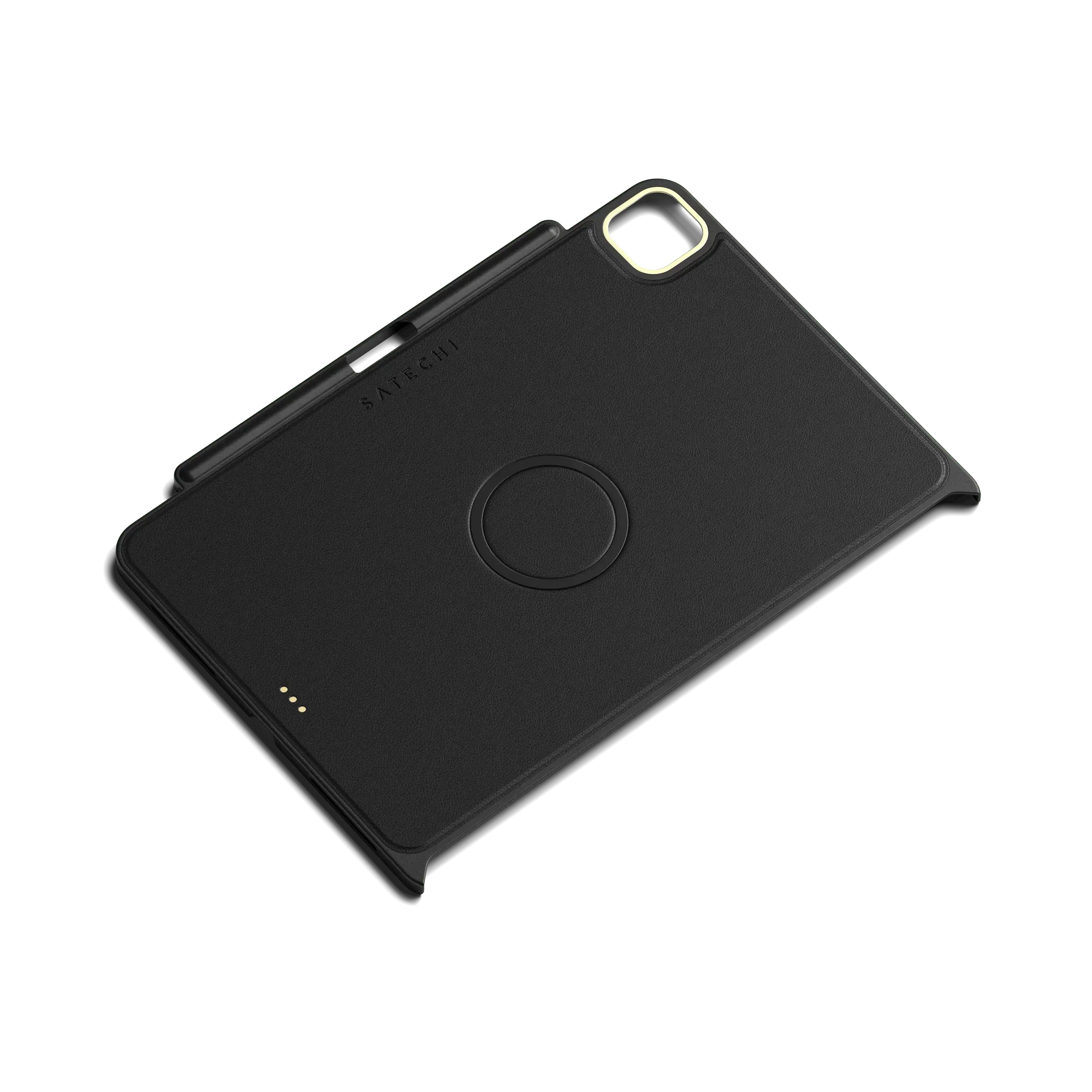 Satechi vegan-leather magnetic case for iPad Pro, featuring sleek design and built-in pencil holder.