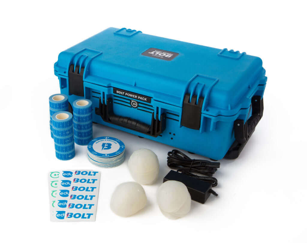 Sphero BOLT Power Pack with charging case, accessories, stickers, and robots for educators. Ideal for safe storage and charging.