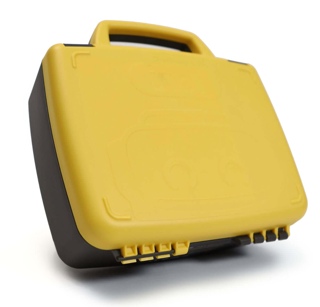 Durable yellow Sphero Indi Charging Case designed for storing and charging up to eight Indi robots.