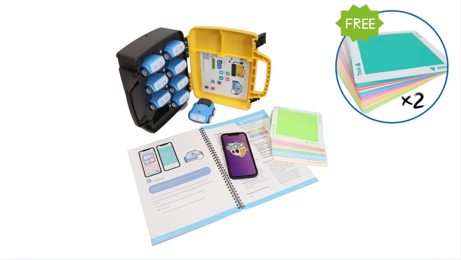 Sphero indi Classroom Pack & Multipack Sphero INDI Colour Tiles with robots, coding book, and free colour tiles.