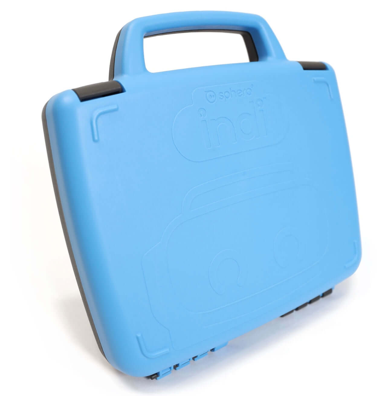 Durable blue hard carrying case for Sphero Indi robot, ideal for classroom organization and transport.