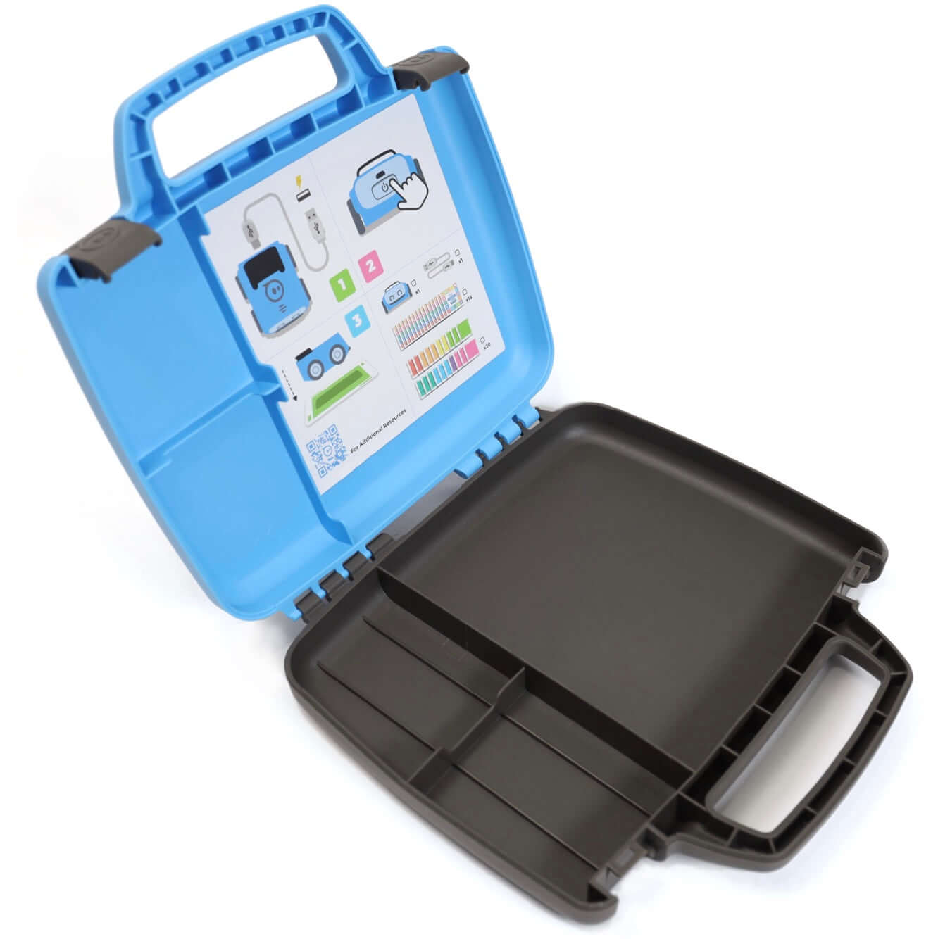 Sphero Indi Student Carrying Case open, showcasing compartments for storing the robot and accessories.