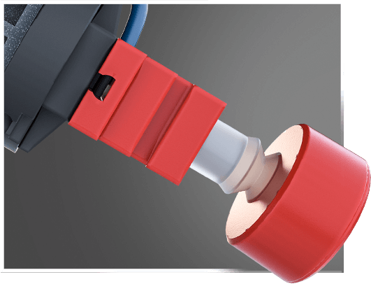 Close-up of a robotic part showcasing assembly features for STEM coding and industrial robot models.