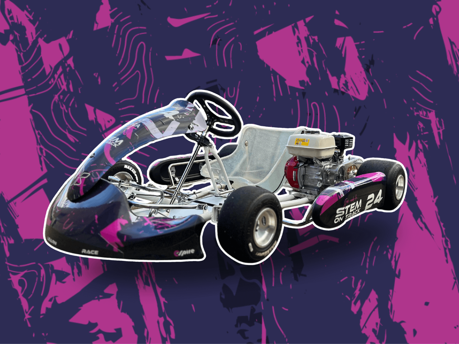 STEM On Track custom race kart designed for project-based learning in schools across the UK, featuring a flexible curriculum.