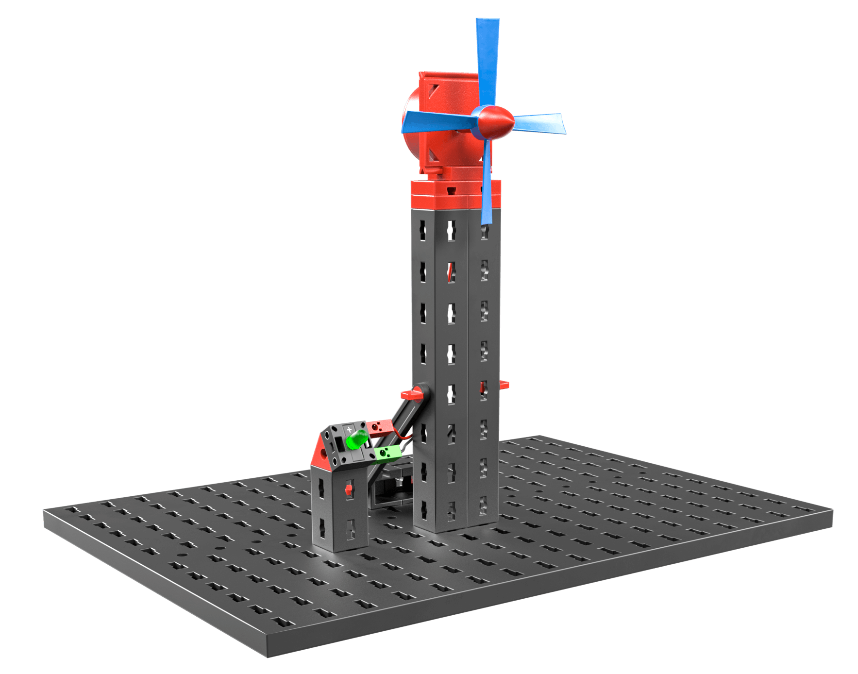 STEM renewable energies model showcasing a wind turbine and solar panel for educational sustainability.