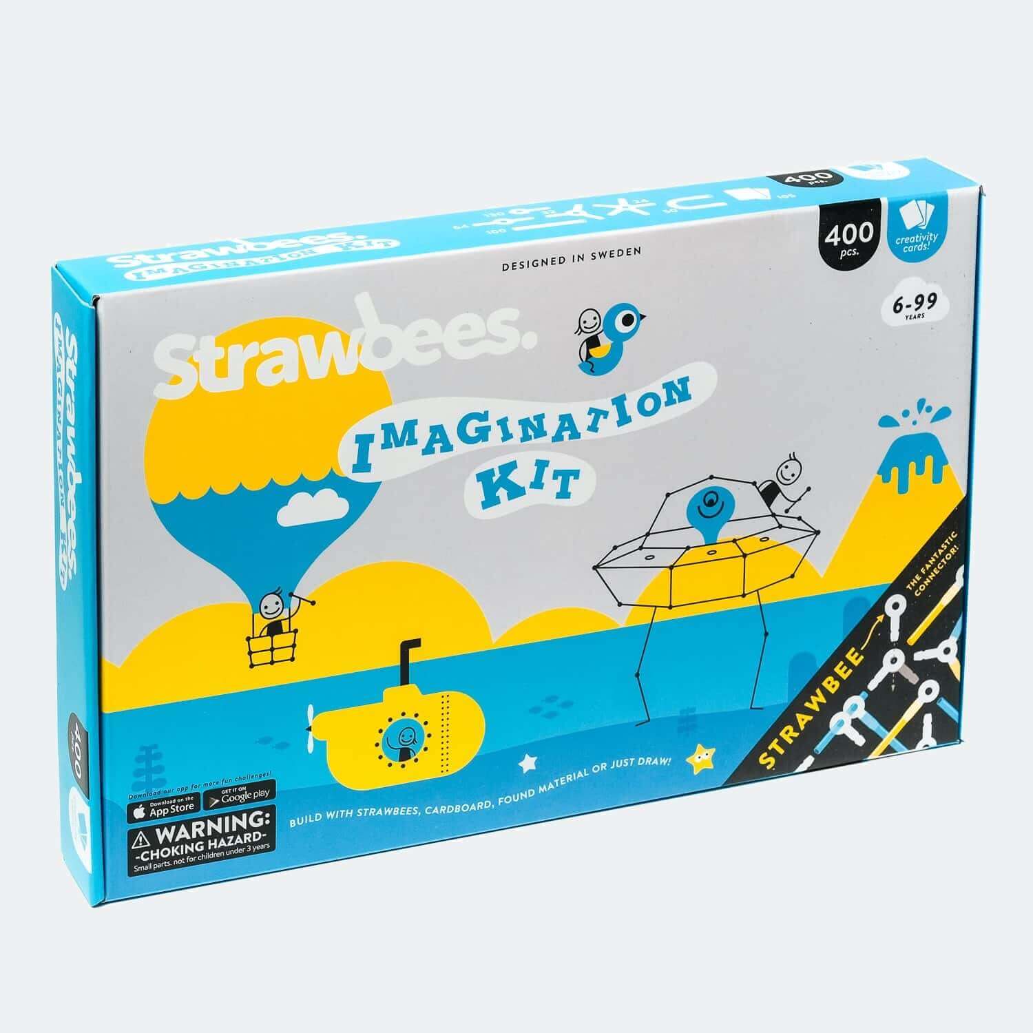 Imagination Kit packaging featuring colorful designs, ideal for creative building and storytelling activities.
