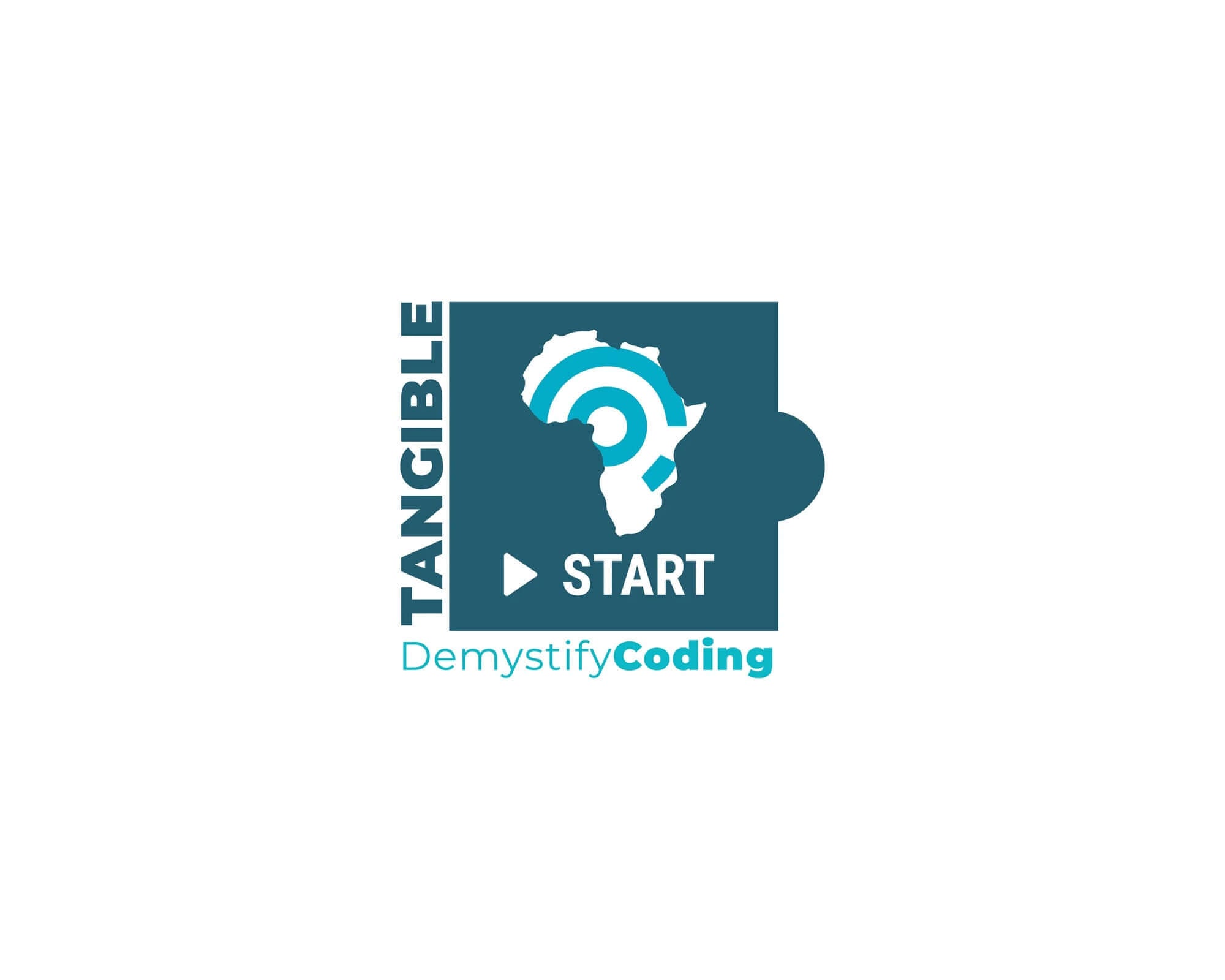 Logo of Tangible Start featuring Africa map and Demystify Coding tagline, promoting coding education.