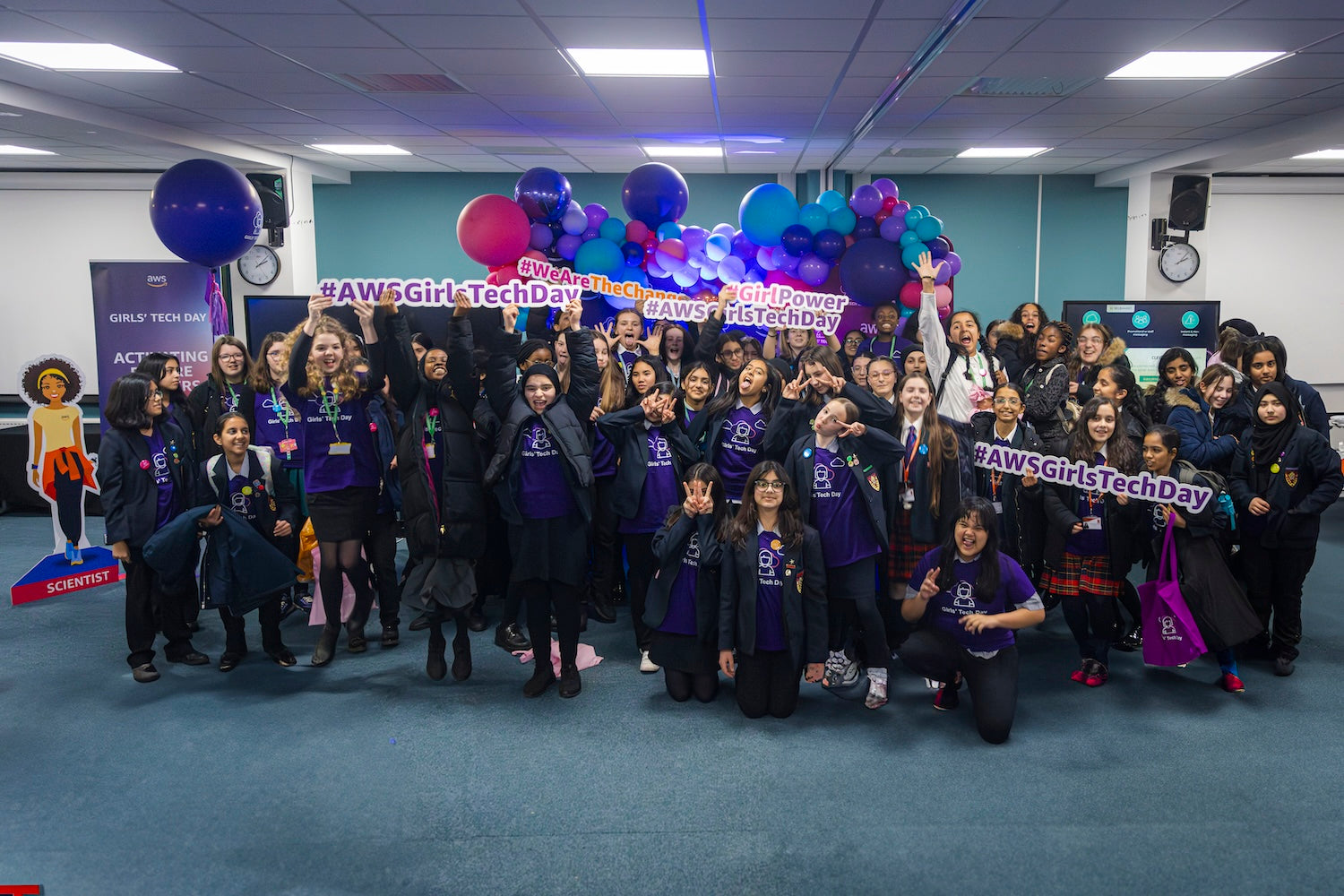 The UK's First Amazon Girls' Tech Day Gave Girls in West London the Tools They Need to Succeed in STEM event participants.