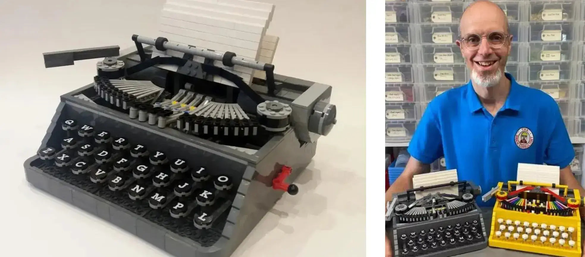 LEGO typewriter model by Steve Guinness, showcasing creativity in the recent LEGO Ideas competition.
