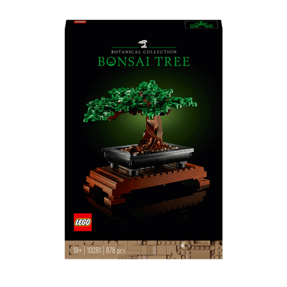 LEGO® Bonsai Tree Building Set 10281 with green leaves and cherry blossoms, ideal for hobbyists and collectors.