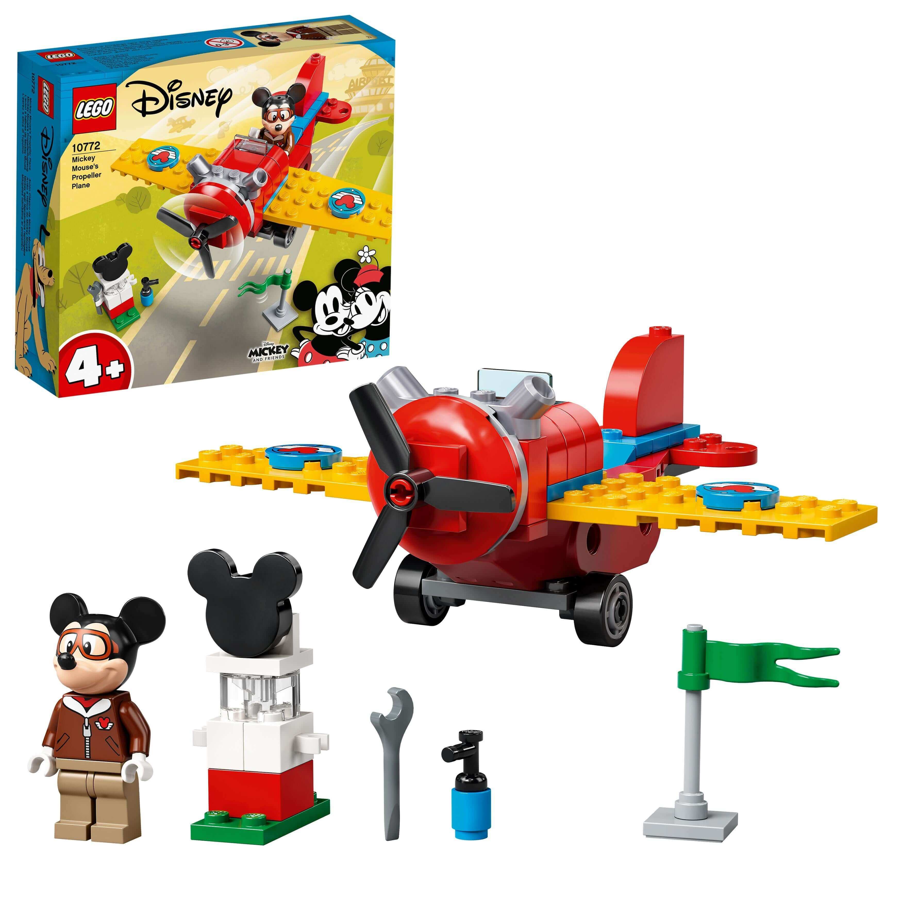 LEGO Disney Mickey Mouse & Friends Plane Set 10772 with propeller plane and minifigures for kids.