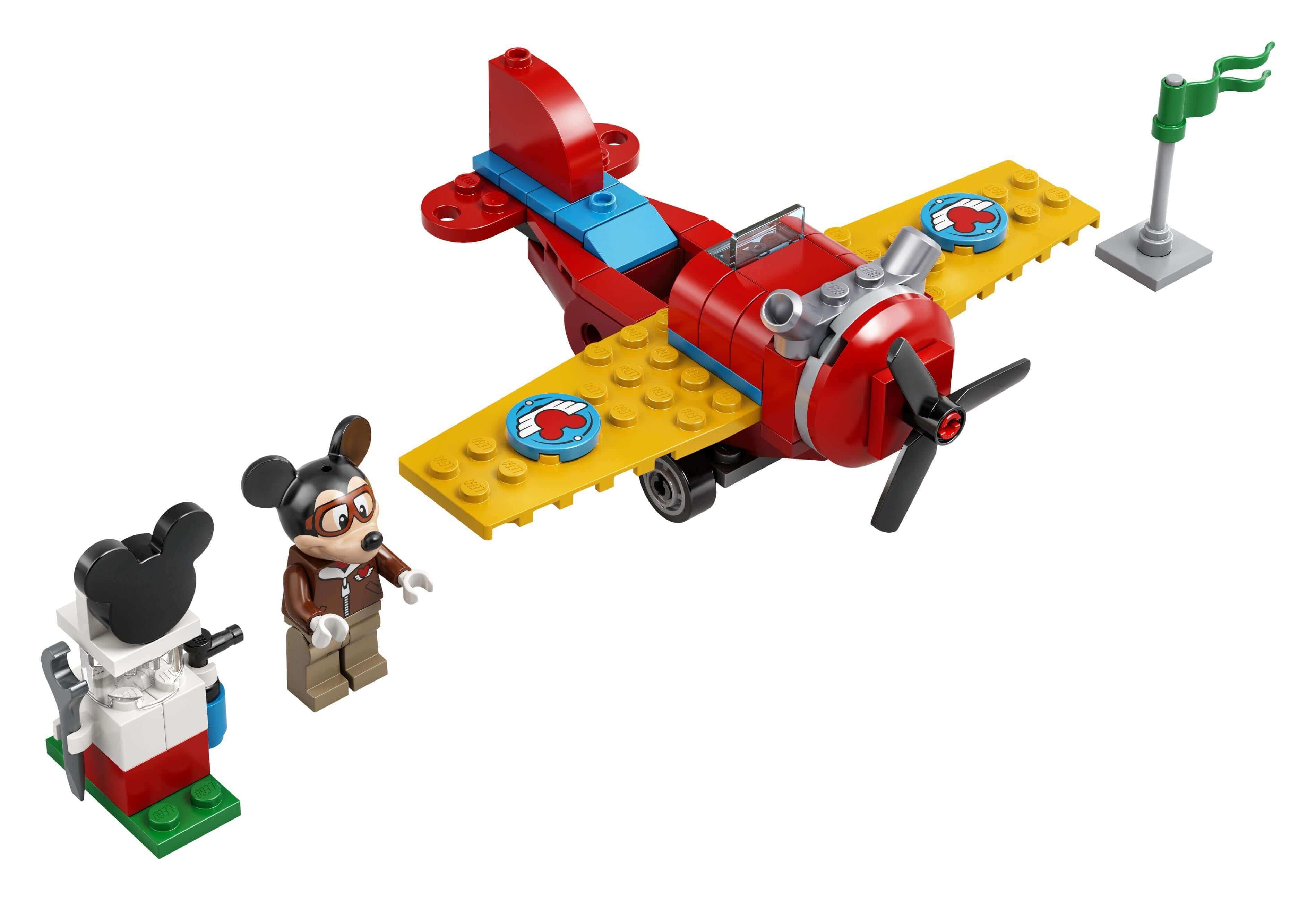 LEGO Disney Mickey Mouse Plane Set 10772 with Mickey and Minnie minifigures for imaginative play.