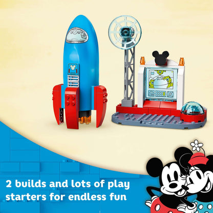 LEGO® Disney Mickey & Minnie Mouse Space Rocket set with a rocket and space station for fun playtime adventures.