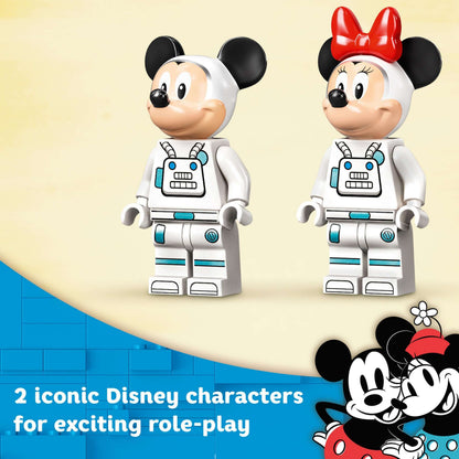 LEGO Disney Mickey and Minnie Mouse minifigures in space suits for imaginative role-play adventures.