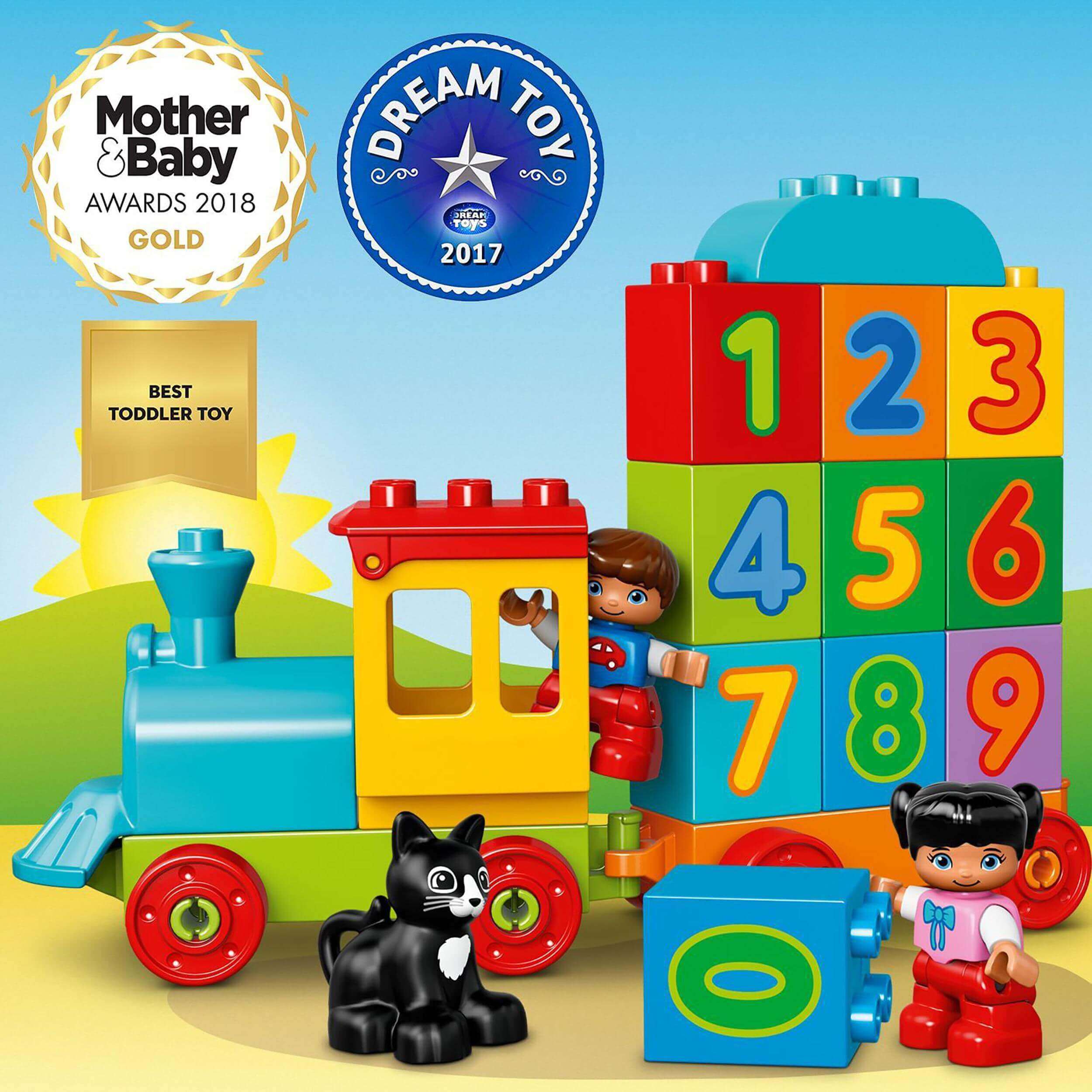 Colorful LEGO DUPLO Number Train Education Set with building blocks, promoting early number recognition and counting skills.