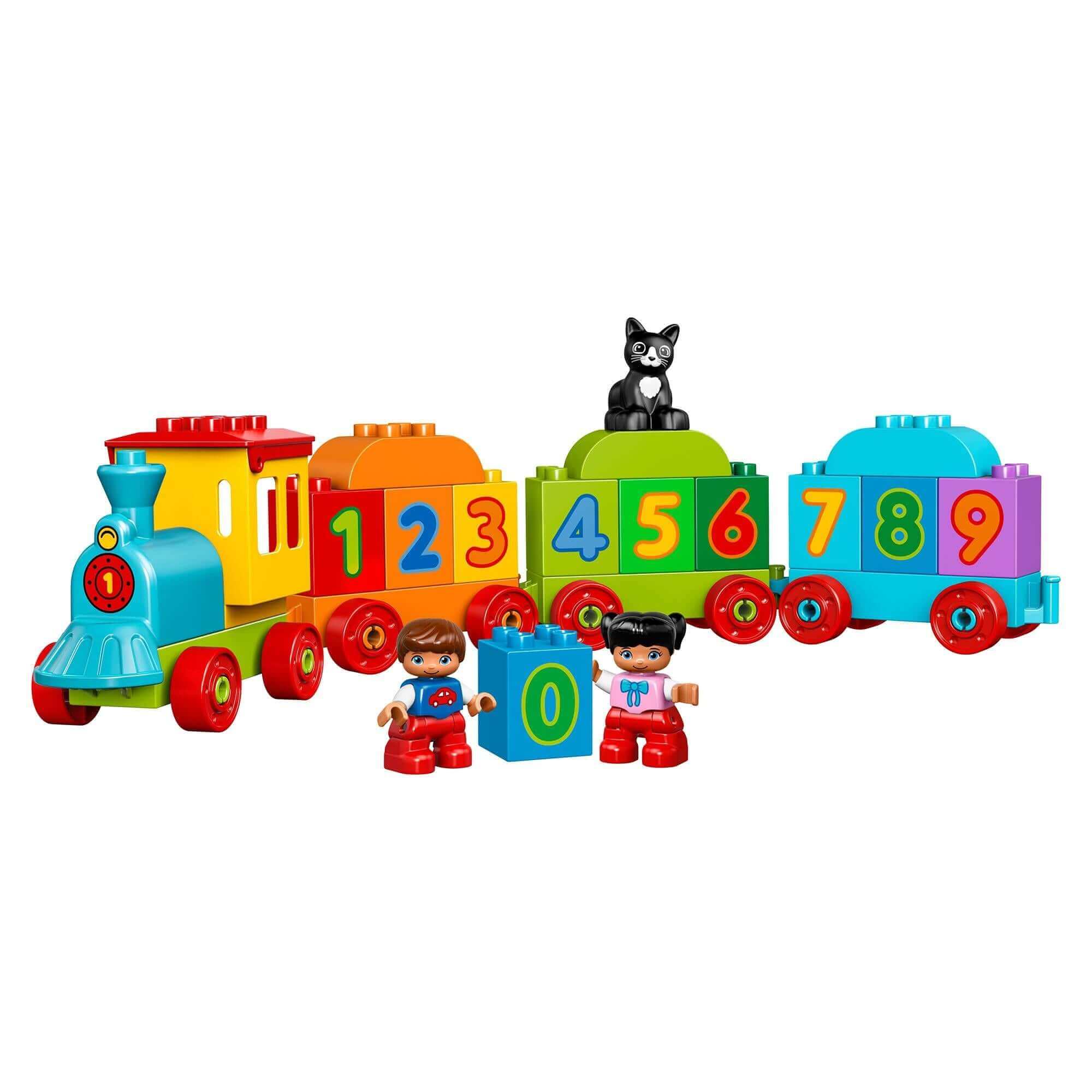 LEGO DUPLO Number Train set 10847 with colorful train, number blocks, and playful characters for early counting skills.