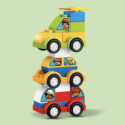 LEGO® DUPLO My First Car Creations set featuring colorful stacking cars and playful characters for toddlers.