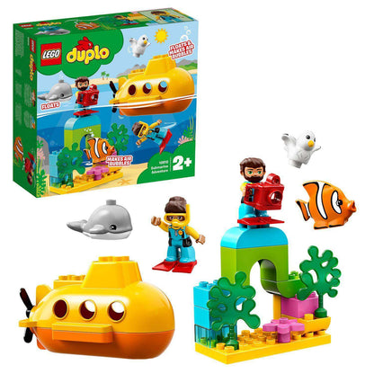 LEGO® DUPLO Town Submarine Adventure 10910 bath toy with floating submarine, fish, and figures for educational fun.