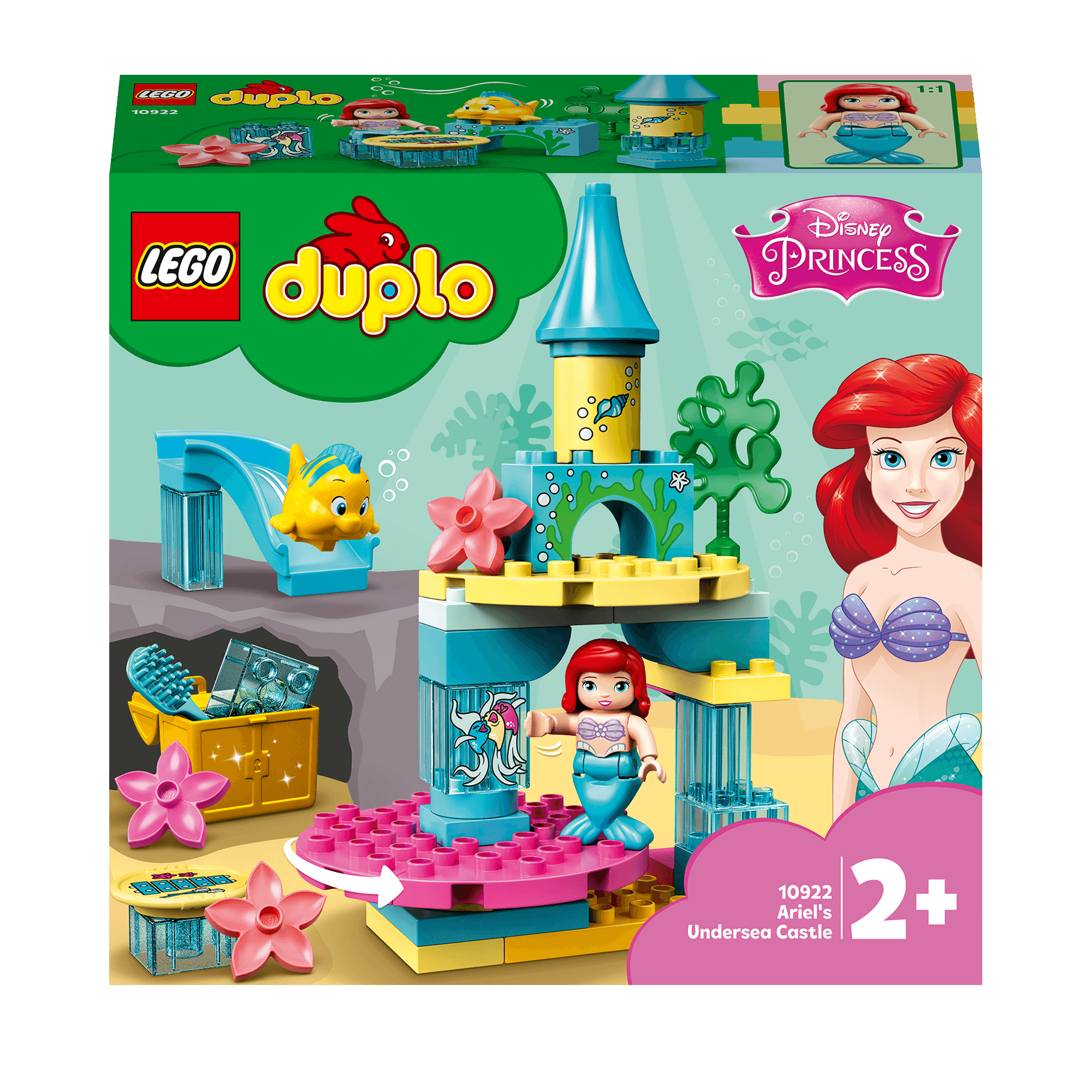 LEGO DUPLO Princess Ariel Undersea Castle Set 10922 featuring Ariel and Flounder for imaginative play.