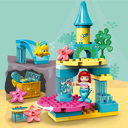 LEGO DUPLO Princess Ariel Undersea Castle Set 10922 with Ariel, Flounder, and colorful building pieces for imaginative play.