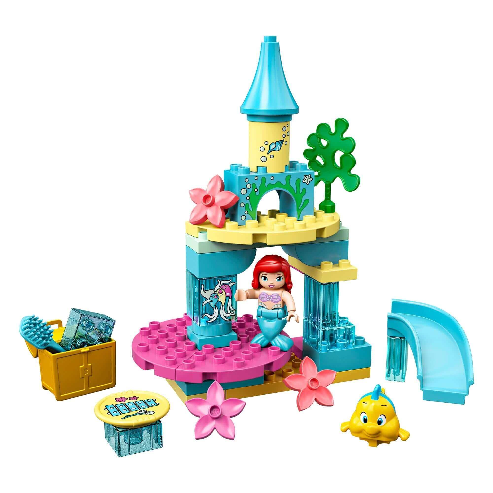 LEGO DUPLO Princess Ariel Undersea Castle Set 10922 featuring Ariel and Flounder in a colorful underwater scene.