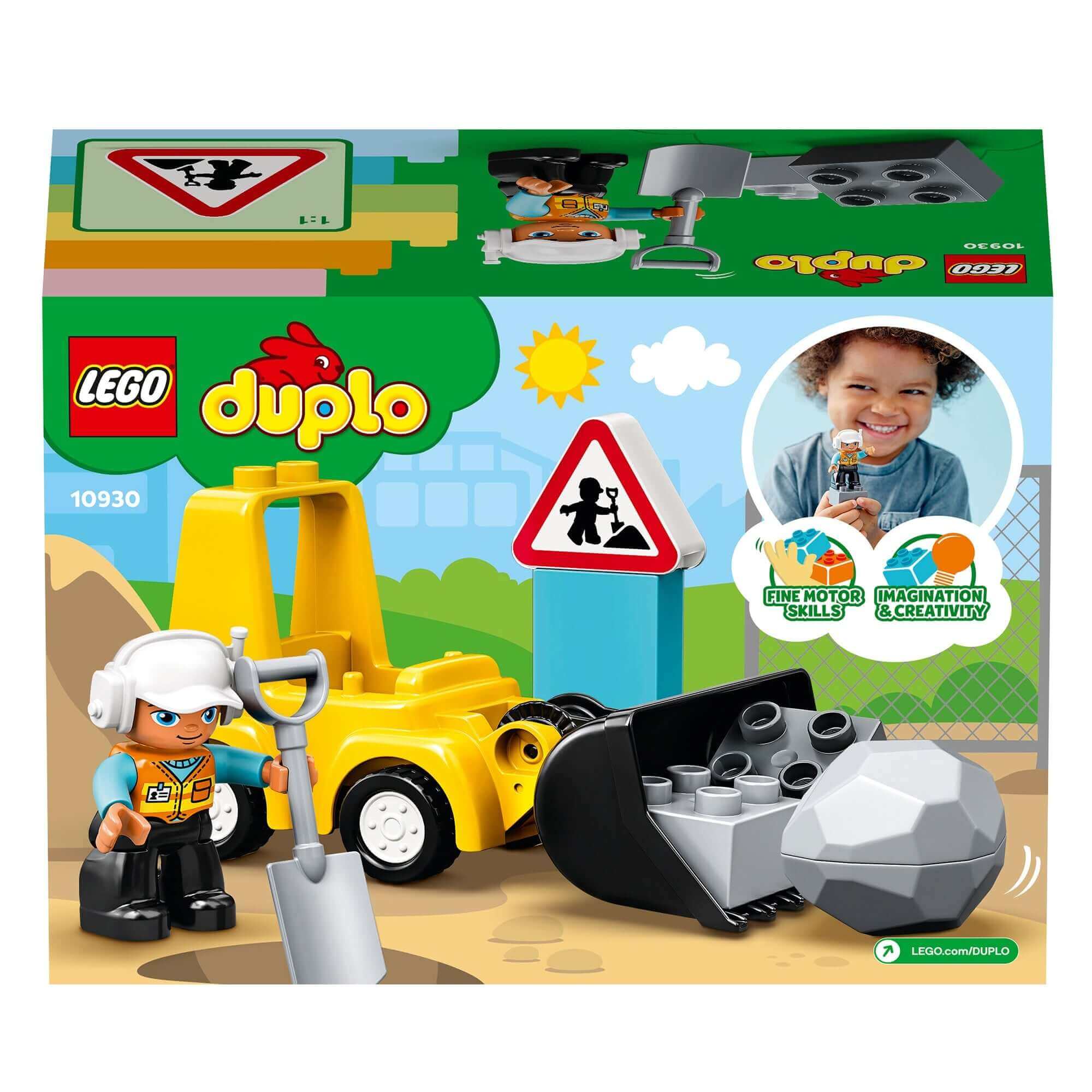 LEGO® DUPLO Bulldozer Toy Truck 10930 with construction playset for toddlers, promoting fine motor skills and creativity.