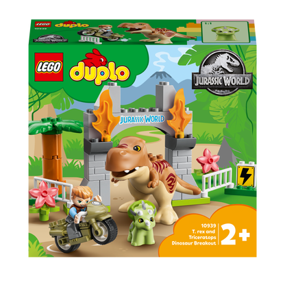 LEGO® DUPLO T. rex and Triceratops Dinosaur Toy 10939 featuring colorful dinosaurs and fun playset design.