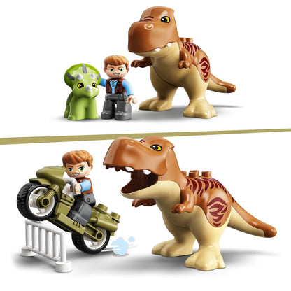 LEGO® DUPLO T. rex and Triceratops Dinosaur Toy with boys and dinosaurs for imaginative play