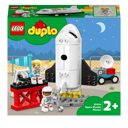 LEGO DUPLO Space Shuttle Mission Set 10944 featuring a shuttle, astronauts, and a launch pad for toddlers' imaginative play.