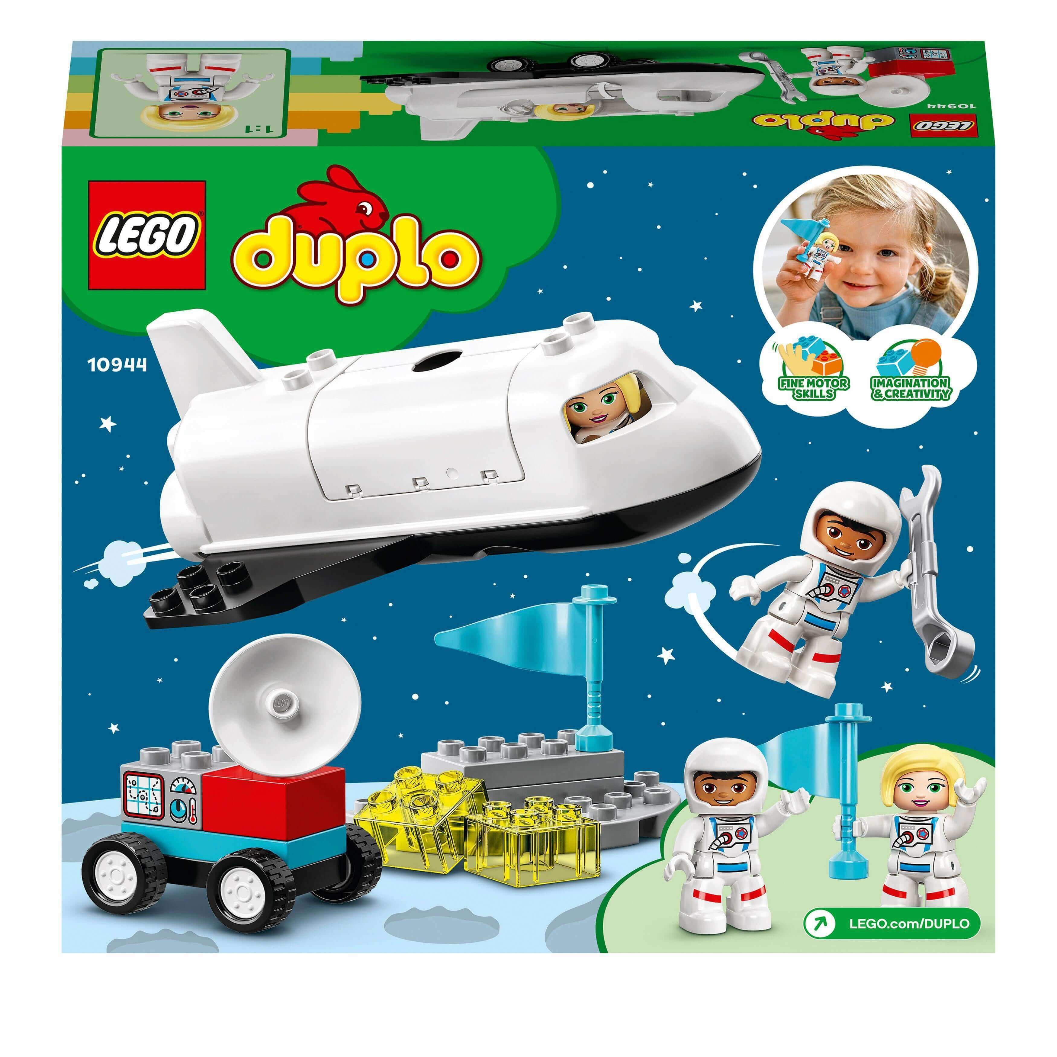 LEGO® DUPLO Town Space Shuttle Mission Set 10944 for toddlers, featuring space shuttle, astronauts, and interactive play. Ideal for developing skills.