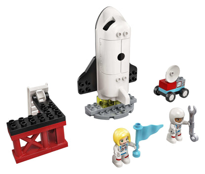 LEGO DUPLO Town Space Shuttle Mission Set 10944 featuring a shuttle, two astronauts, and a launch pad for imaginative play.