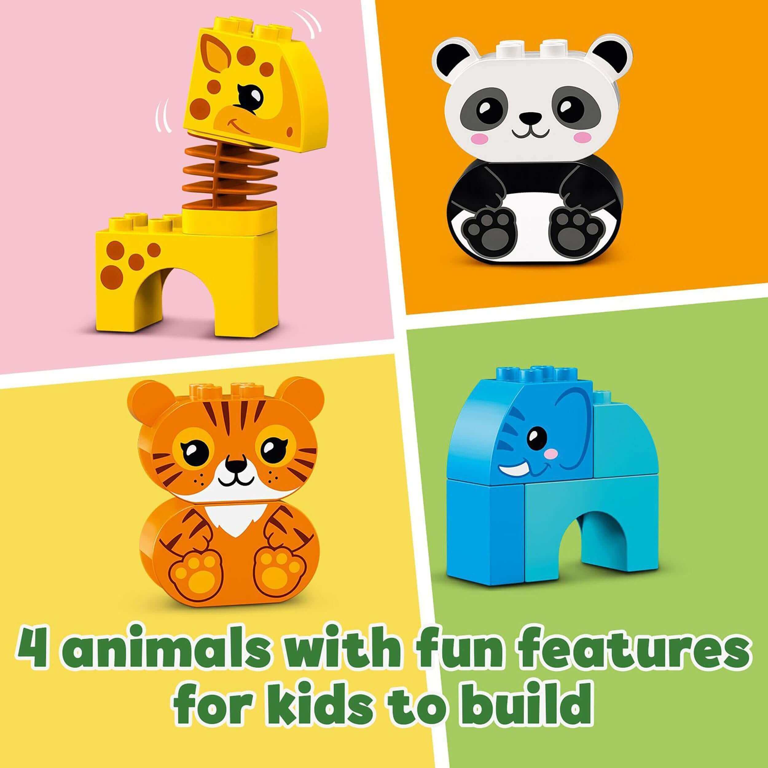 LEGO DUPLO Animal Train Toy showcasing 4 colorful animals for toddlers to build and enjoy.