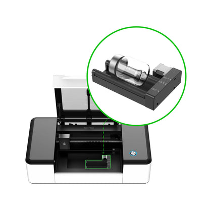 Makeblock Rotary Roller Engraving Module for Laserbox, ideal for cylindrical engraving from 3mm to 70mm diameters.