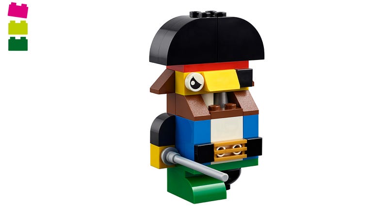 Colorful LEGO creation of a pirate character made from the LEGO® Classic 11003 Bricks and Eyes set.