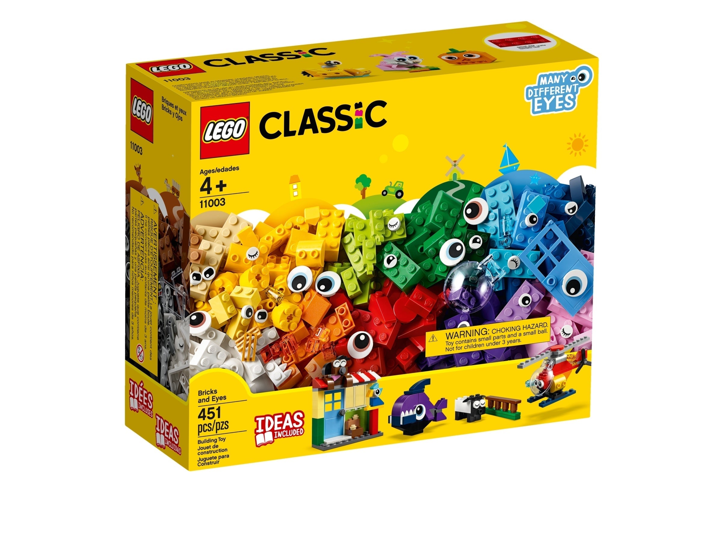 LEGO Classic 11003 Bricks and Eyes set, 451 pieces with colorful bricks and diverse eyes for creative building.