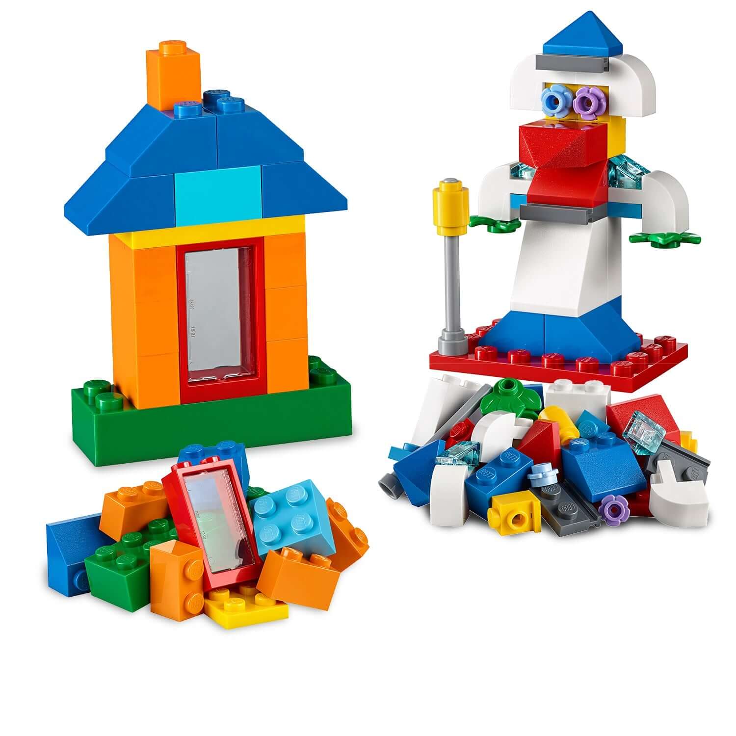 LEGO® Classic 4+ Bricks and Houses Set 11008 featuring colorful building blocks for creative house designs.