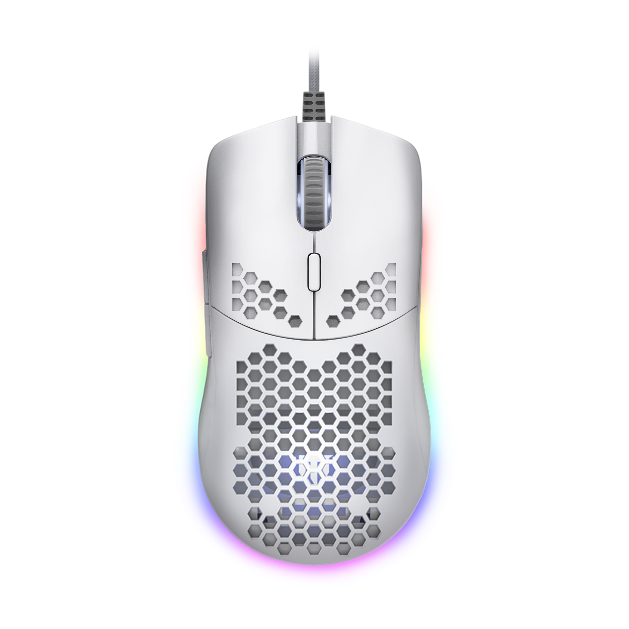Tecware EXO Elite lightweight RGB gaming mouse with PIXART 3389 sensor and customizable lighting.