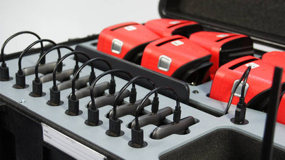 RedboxVR Classroom VR/AR kit with charging slots for student devices and VR viewers in organized case.