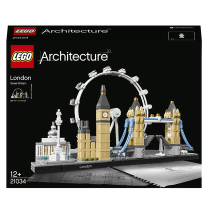 LEGO Architecture London Building Set 21034 featuring iconic landmarks like Big Ben, London Eye, and Tower Bridge.