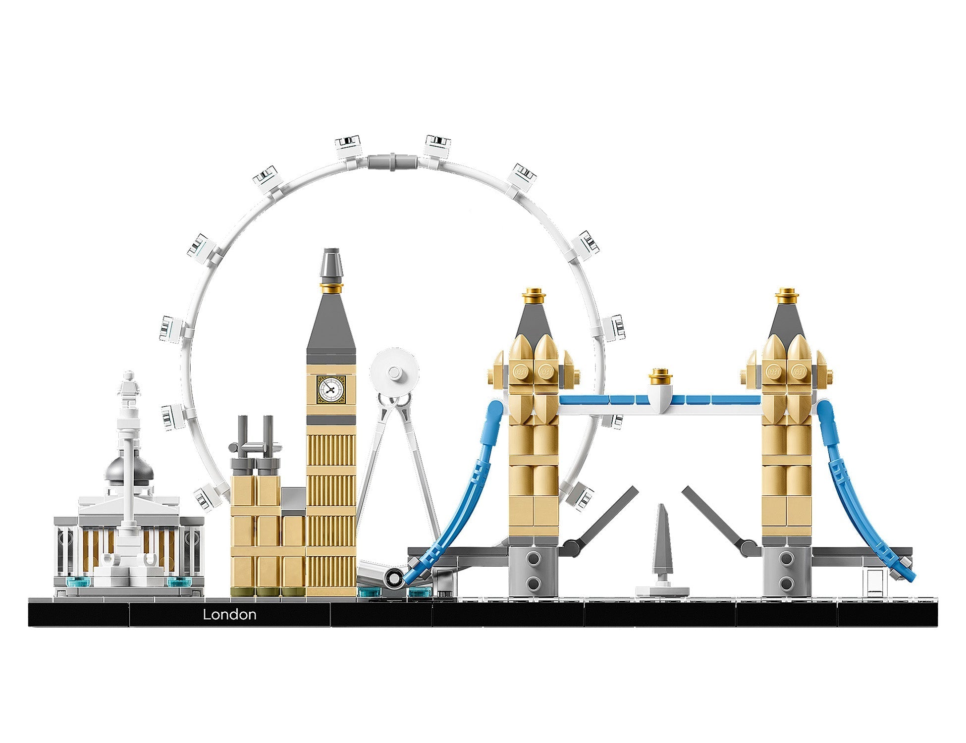 LEGO Architecture London Building Set 21034 featuring National Gallery, Big Ben, and London Eye skyline model.