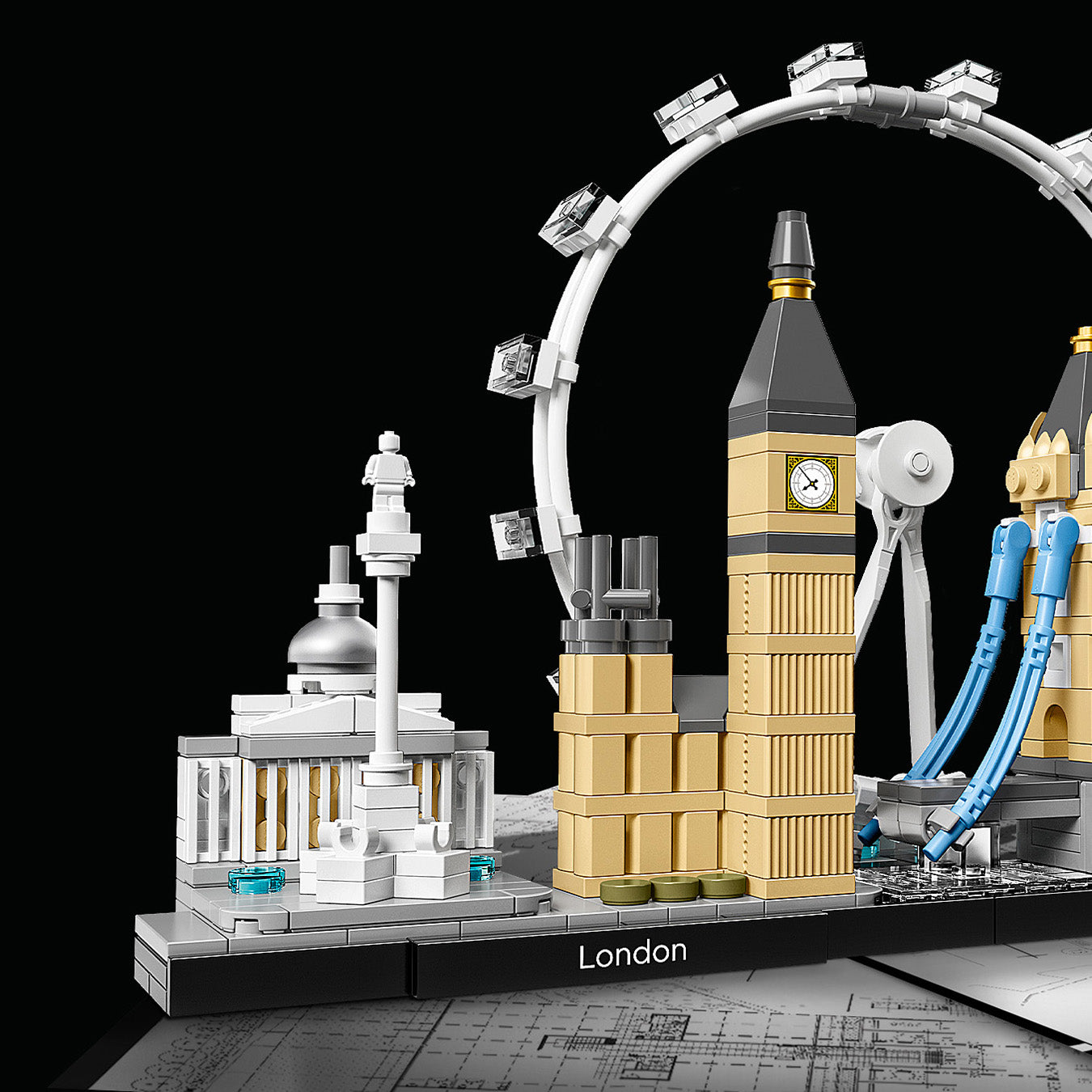 LEGO Architecture London Building Set showcasing famous landmarks like Big Ben and the London Eye.