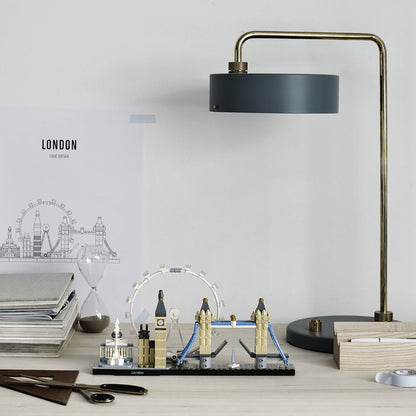LEGO Architecture London Building Set 21034 showcasing model of London skyline with iconic structures and a modern lamp.
