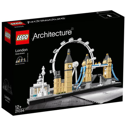 LEGO Architecture London Building Set 21034 featuring Big Ben, London Eye, Tower Bridge, and National Gallery model.