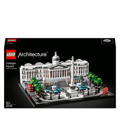 LEGO® Architecture Trafalgar Square Set 21045, showcasing London landmark with intricate design and travel theme.
